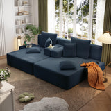 RENDGO 97 Inch Double Chaise Lounge Chair Indoor, Blue
