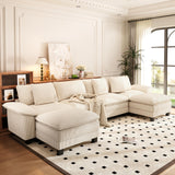 PHI VILLA Oversized 6-Seat U Shaped Modular Cloud Couch Sectional Sofa