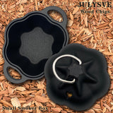 JULYSVE Small Cast Iron Smoker Box & Garlic Roaster Garlic Presses, Pre-Seasoned Wood Chip Smoker Box for Gas/Pellet/Charcoal Grills, Cast-Iron Garlic Baker