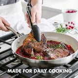 5 Piece Cooking Utensil Set, Flexible Nonstick Silicone, Stain-Free, Tongs, Turner, Spatula, Skimmer, and Slotted Spoon, Black GreenPan