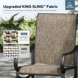 MFSTUDIO 5 PCS Patio Dining Set, 37'' Wood-Look Table & Mesh Chairs
