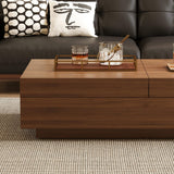 Mid-Century Modern Expandable Coffee Table, 47.2"-81.8" Adjustable Walnut Center Table with Large Hidden Storage for Living Room