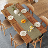 Dining Table for 6-8 People, 70" Acacia Wood Rustic Rectangular Dinner Table with Metal Frame, Sandblast Finish