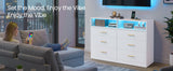 VASAGLE Custos Collection-Dresser for Bedroom w/ LED Lights&Power Strip