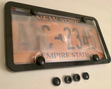 1st Gen. Phantom Tag Protector Clear License Plate Cover & Black Frame +Black Bolt Caps