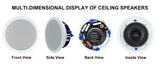 Herdio Passive Ceiling Speakers 6.5‘’ 320W 2-Way Round Flush Mount Speakers Perfect For Home Theate