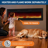50in Electric Fireplace Wall Mounted Recessed Fireplace Electric w Remote