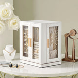 360° Rotating Velvet Jewelry Organizer Box with 5 Drawers for rings earrings