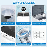 Portable washing machine, 7.7 pounds, fully automatic compact model, stainless steel tub, 10 washing