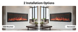 60 Inch Wide Recessed & Wall Mounted Electric Fireplace Heater for 750W
