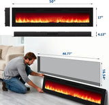 50in Electric Fireplace Wall Mounted Recessed Fireplace Electric w Remote