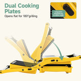 1000W Electric Sandwich Maker Panini Press Grill, Non-Stick, 110V US Plug, Yellow