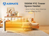 AIRMATE 25" Space Heater for Indoor Use Large Room with Thermostat