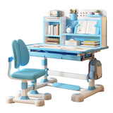 2Pcs Kids Study Desk Chair Set, Height Adjustable School Table Chair Set with Sitting Corrector, Ergonomic