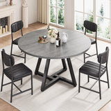 Round Kitchen Dining Room Table for 2-4, Circle Dining Dinner Table with Pedestal Metal Frame