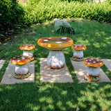 RKGOMDMU Outdoor Mushroom Resin Table & Stool Statues, Large Garden Decor Sculptures, Lawn/Pond/Patio & Stool Ornaments (1 Table + 4 Stools)