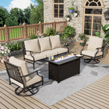 MIXPATIO 4-Piece Metal Patio Conversation Set, Fire Pit Table, 50,000 BTU