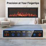 60 Inch Wide Recessed & Wall Mounted Electric Fireplace Heater with Alexa