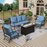 MIXPATIO 4-Piece Metal Patio Conversation Set, Fire Pit Table, 50,000 BTU