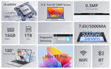 15.6" Gaming Laptop intel i3 6006/6100/7100 Office Notebook PC IPS Fingerprint 16GB RAM 1TB SSD Windows 11 Pro Laptop PC Gamer
