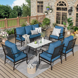 MIXPATIO 6-Piece Patio Conversation Set, Coffee Table, E-Coated Frame
