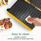 1000W Electric Sandwich Maker Panini Press Grill, Non-Stick, 110V US Plug, Yellow