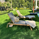 PURPLE LEAF Patio Chaise Lounge with Quick-Dry Cushion Adjustable Back Teak