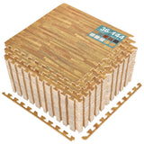 Sorbus 144 Sq. Ft. Wood Grain Floor Tiles Foam Mat EVA Interlocking Mats Tile 3/8-Inch Thick Flooring Wood Puzzle Exercise Mats w/Borders - Home Playroom Basement, Apartment, Trade Show, Baby, Dance