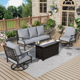 MIXPATIO 4-Piece Metal Patio Conversation Set, Fire Pit Table, 50,000 BTU