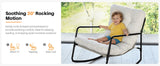 SEEHILL Outdoor Rocking Chair, Metal Patio Rocking Chair, Indoor Rocking Chair with Cushion, Papasan Rocking Lounge Chair, Comfy Modern Rocker Chair for Porch, Living Room