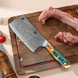 WILDMOK Meat Cleaver Knife, 6.5 Inch Cleaver Kitchen Knife, Damascus Steel Chopper Butcher Knife Damascus Steel, For Home Kitchen and Restaurant