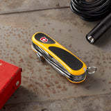 Victorinox Evolution S18 Grip Swiss Army Knife, 15 Functions, Swiss Made Pocket Knife with Large Blade, Screwdriver and Wood Saw - Yellow/Black