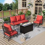MIXPATIO 4-Piece Metal Patio Conversation Set, Fire Pit Table, 50,000 BTU