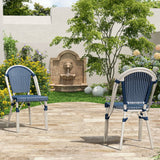PURPLE LEAF French Bistro Dining Chairs Set of 2, White Finish, Deep Blue