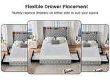 LED Bed Frame with Star Projector & Storage Drawers, Full Queen King Size