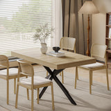 Wood Expandable Dining Table with Hidden Leaf & Storage, Space Saving, For Kitchen Dining Living Room