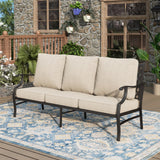 MIXPATIO, 3-Seat Outdoor Patio Sofa, Metal Frame, Beige