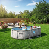 Bestway Power Steel Swim Vista 14’ x 8'2" x 39.5” Above Ground Pool, Oval Metal Frame Outdoor Swimming Pool Set with Filter Pump, Ladder, and Cover