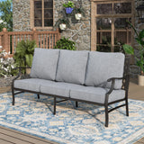 MIXPATIO, 3-Seat Outdoor Patio Sofa, Metal Frame, Grey