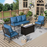 MIXPATIO 4-Piece Metal Patio Conversation Set, Fire Pit Table, 50,000 BTU