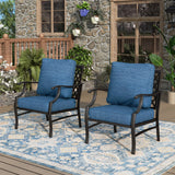 MIXPATIO, 2 Pack, Metal, Patio Chairs, 5.75" Cushions, Peacock Blue