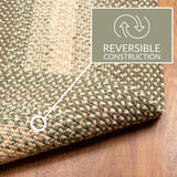 Super Area Rugs Braided Rugs 10x13 Farmhouse Kitchen Rug - Ridgewood Braided Rug for Living Room - Reversible - Indoor/Outdoor - Made in USA - Forest Green/Beige, 10' X 13' Oval