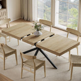 Wood Expandable Dining Table with Hidden Leaf & Storage, Space Saving, For Kitchen Dining Living Room