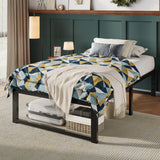 Allewie Twin Bed Frame, 14 Inch Metal Platform Bed Frame with 4000LBS Heavy Duty Steel Slats Support, Noise Free, Easy Assembly, No Box Spring Needed, Black