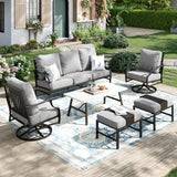 MIXPATIO 6-Piece Patio Conversation Set, Swivel Chairs, Coffee Table, Grey