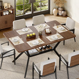 55 inch Dining Table for 4-6, Rectangle Kitchen Table with Storage Shelf