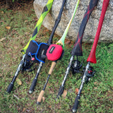 RUNCL Spinning Rod Socks, Fishing Rod Sleeves, Fishing Pole Sleeves (Black, 2pcs) & Spinning Reel Bags, Fishing Reel Covers (2pcs)