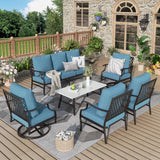 MIXPATIO 6-Piece Patio Conversation Set, Swivel Chairs, Coffee Table