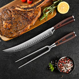 Sunnecko Butcher Knife,Razor Sharp Breaking Knife for Meat Cutting,High Carbon German Steel Carving Knives with Meat Fork