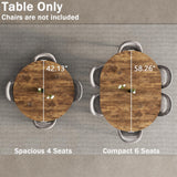 42"-58" Extendable Oval Dining Table for 4-6, Kitchen Round Table with Hidden Leaves & Storage Shelf, Space Saving Modern Design with Sturdy Metal Legs for Kitchen, Dining Room & Small Apartments